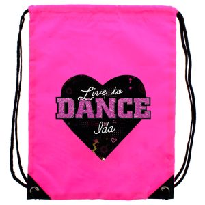 Girl's Personalised Live to Dance Pink Kit Bag