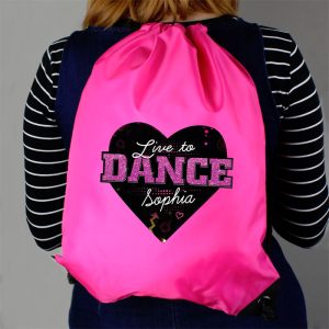 Girl's Personalised Live to Dance Pink Kit Bag