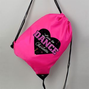 Girl's Personalised Live to Dance Pink Kit Bag
