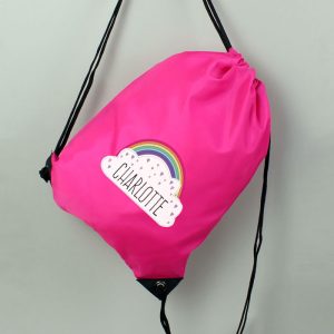 Girl's Personalised Rainbow Pink Swim or School P.E. Kit Bag