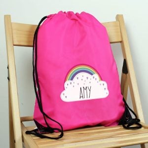 Girl's Personalised Rainbow Pink Swim or School P.E. Kit Bag