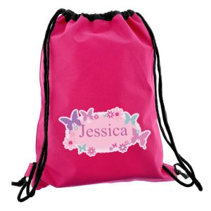 Girl's Personalised Butterfly Waterproof Swim & P.E. Kit Bag