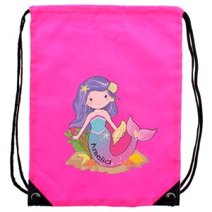 Girl's Waterproof Personalised Mermaid Pink Swim Bag