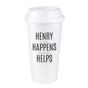 Personalised Black Text Slogan Insulated Travel Mug