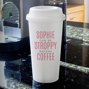 Personalised Pink Text Slogan Insulated Travel Mug