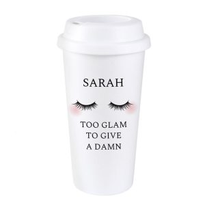 Personalised Eyelashes Double Walled Travel Mug