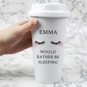 Personalised Eyelashes Double Walled Travel Mug