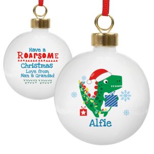 Personalised Dinosaur Have a Roarsome Christmas Tree Bauble