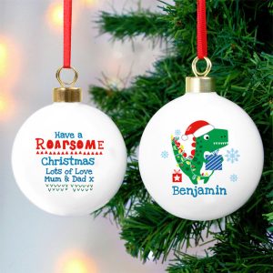 Personalised Dinosaur Have a Roarsome Christmas Tree Bauble