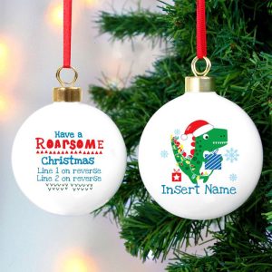 Personalised Dinosaur Have a Roarsome Christmas Tree Bauble