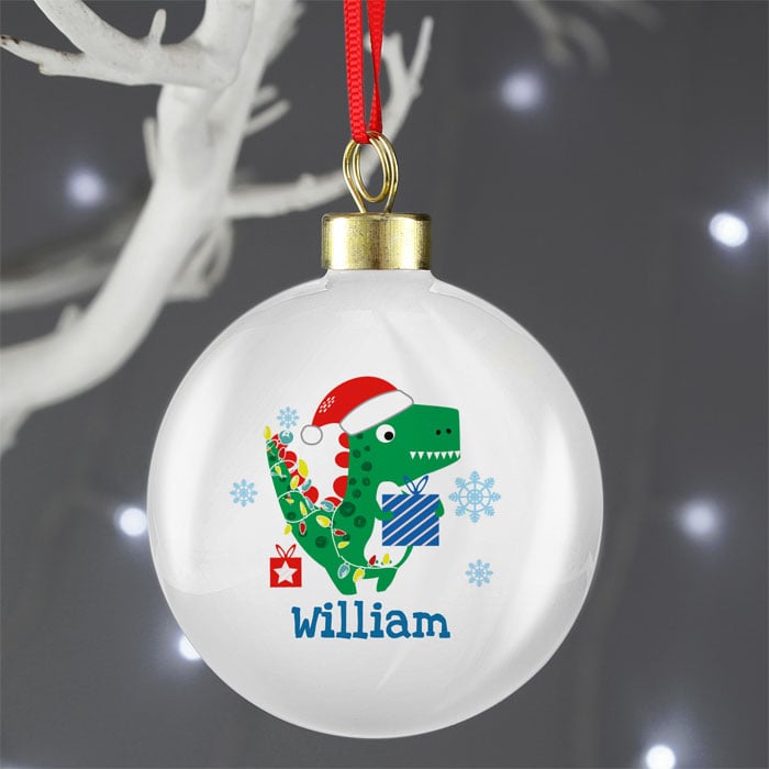 Personalised Dinosaur Have a Roarsome Christmas Tree Bauble