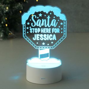 Personalised Santa Stop Here LED Colour Changing Light