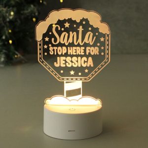 Personalised Santa Stop Here LED Colour Changing Light