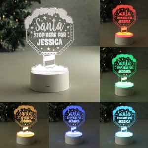 Personalised Santa Stop Here LED Colour Changing Light