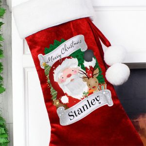 Kid's Personalised Christmas Santa Red Stocking