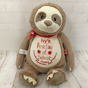 Personalised Embroidered Cubbies Clingy Sloth Teddy Soft Toy