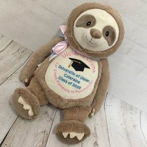 Personalised Embroidered Cubbies Clingy Sloth Teddy Soft Toy