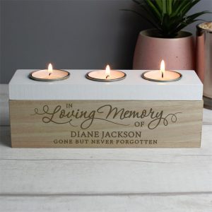Personalised In Loving Memory Triple Tea Light Box