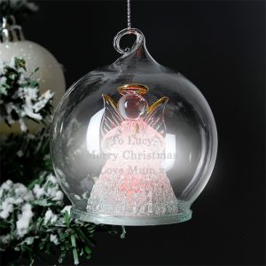 Personalised Christmas Message LED Angel Tree Bauble