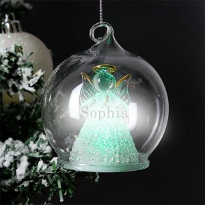 Personalised Christmas Message LED Angel Tree Bauble