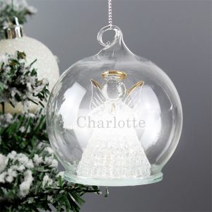 Personalised Christmas Message LED Angel Tree Bauble