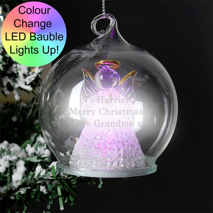 Personalised Christmas Message LED Angel Tree Bauble