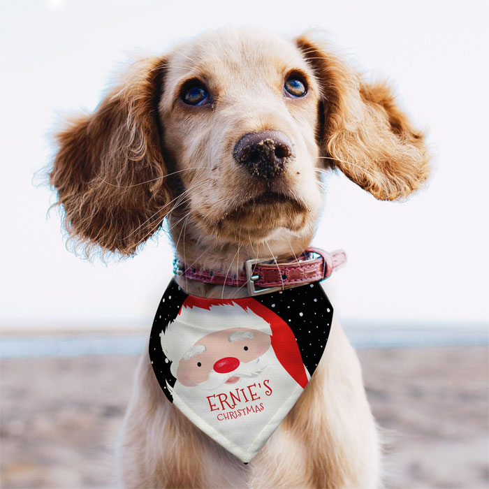 Personalised Santa Dog Bandana - Small or Medium Size