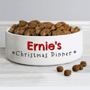 Personalised Christmas Dinner 14cm Medium Pet Bowl