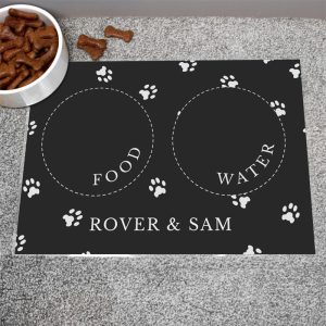 Personalised Laminated Black Pet Placemat Dog/Cat