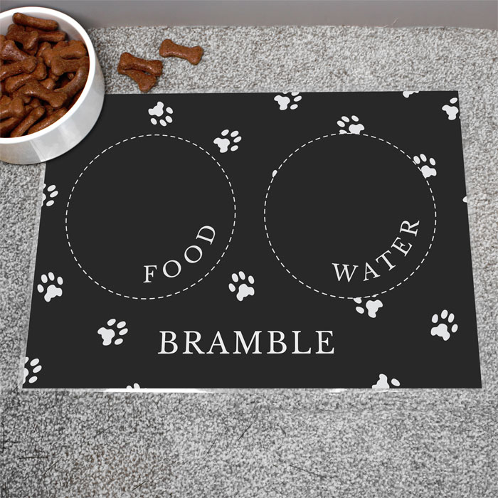 Personalised Laminated Black Pet Placemat Dog/Cat