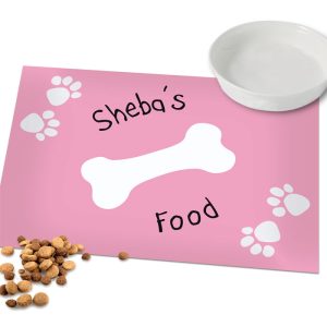 Personalised Pink Paw Print Dog Placemat