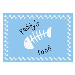 Personalised Blue Fish Bone Cat Placemat