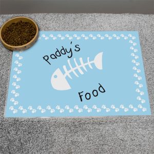 Personalised Blue Fish Bone Cat Placemat