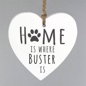 Personalised 'Home is Where' Pet Wooden Heart Decoration