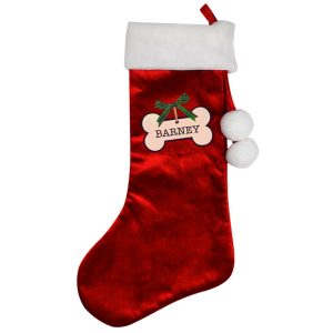 Personalised Dog Treats Luxury Red Christmas Stocking