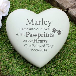 Personalised Pet Pawprints Heart Memorial Ornament