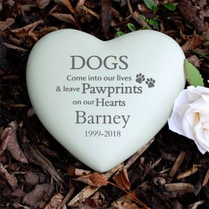 Personalised Dog Pawprints Heart Memorial Resin Ornament