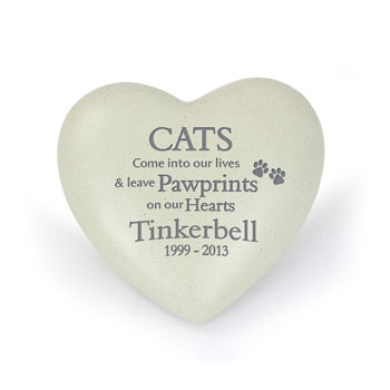 Personalised Cat Pawprints Heart Memorial Ornament