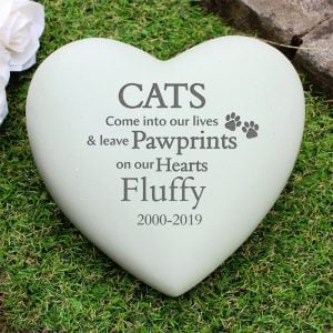 Personalised Cat Pawprints Heart Memorial Ornament