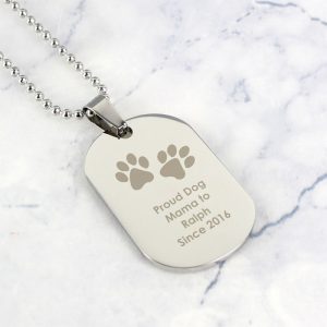 Personalised Pawprints Dog Tag Memorial Necklace