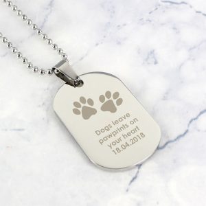 Personalised Pawprints Dog Tag Memorial Necklace