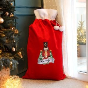 Children's Personalised Nutcracker Red Christmas Sack