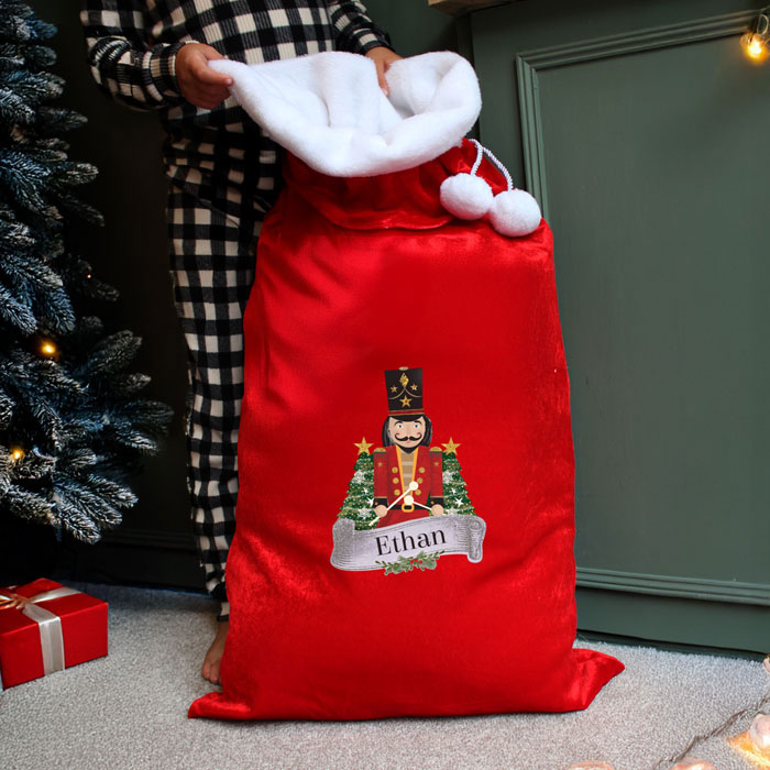 Children's Personalised Nutcracker Red Christmas Sack