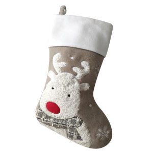 Personalised Grey Reindeer Christmas Stocking