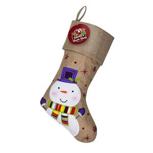 Personalised Hessian Snowman Christmas Stocking