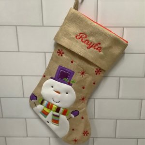 Personalised Hessian Snowman Christmas Stocking