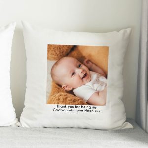 Personalised White Cotton Photo Upload Picture Cushion 40cm