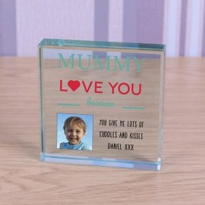 Large Personalised Glass Photo Mummy Token