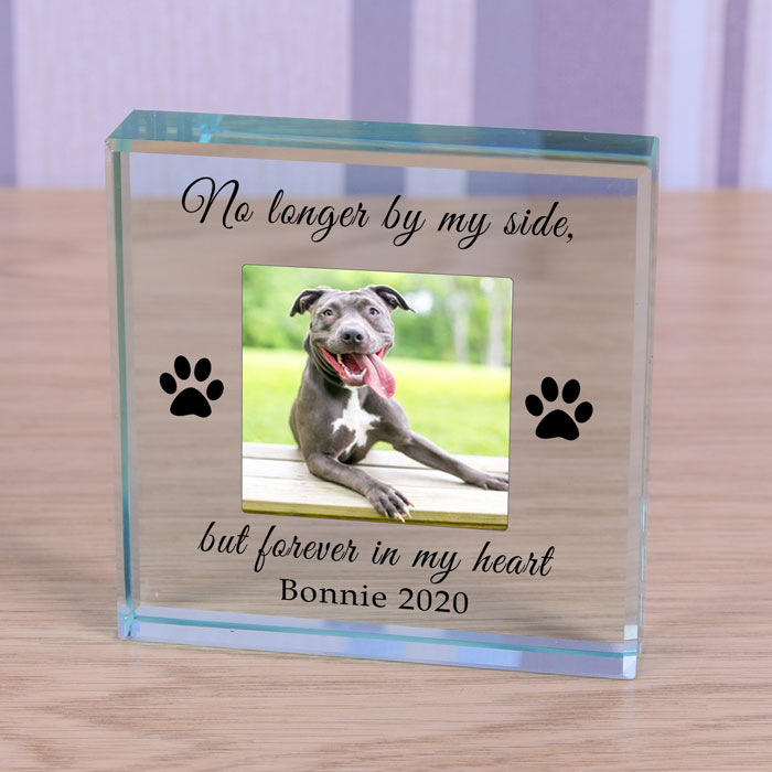 Personalised Pet Memorial Glass Block Forever in my Heart