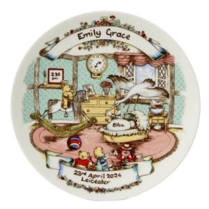 Personalised Bone China Tudor Cottage Birth Plate Baby Gift